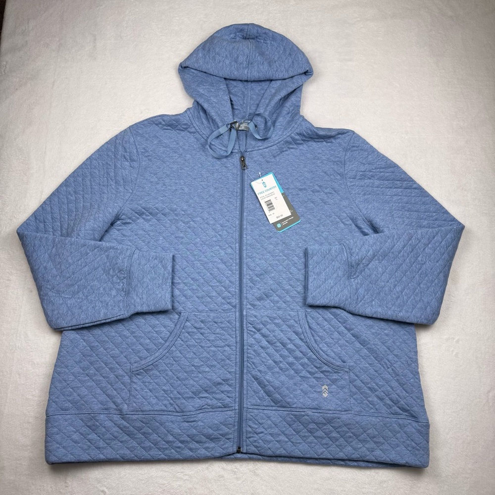 Free Country Quilted Fleece Jacket Hooded Full Zip Jacket Size 2XL